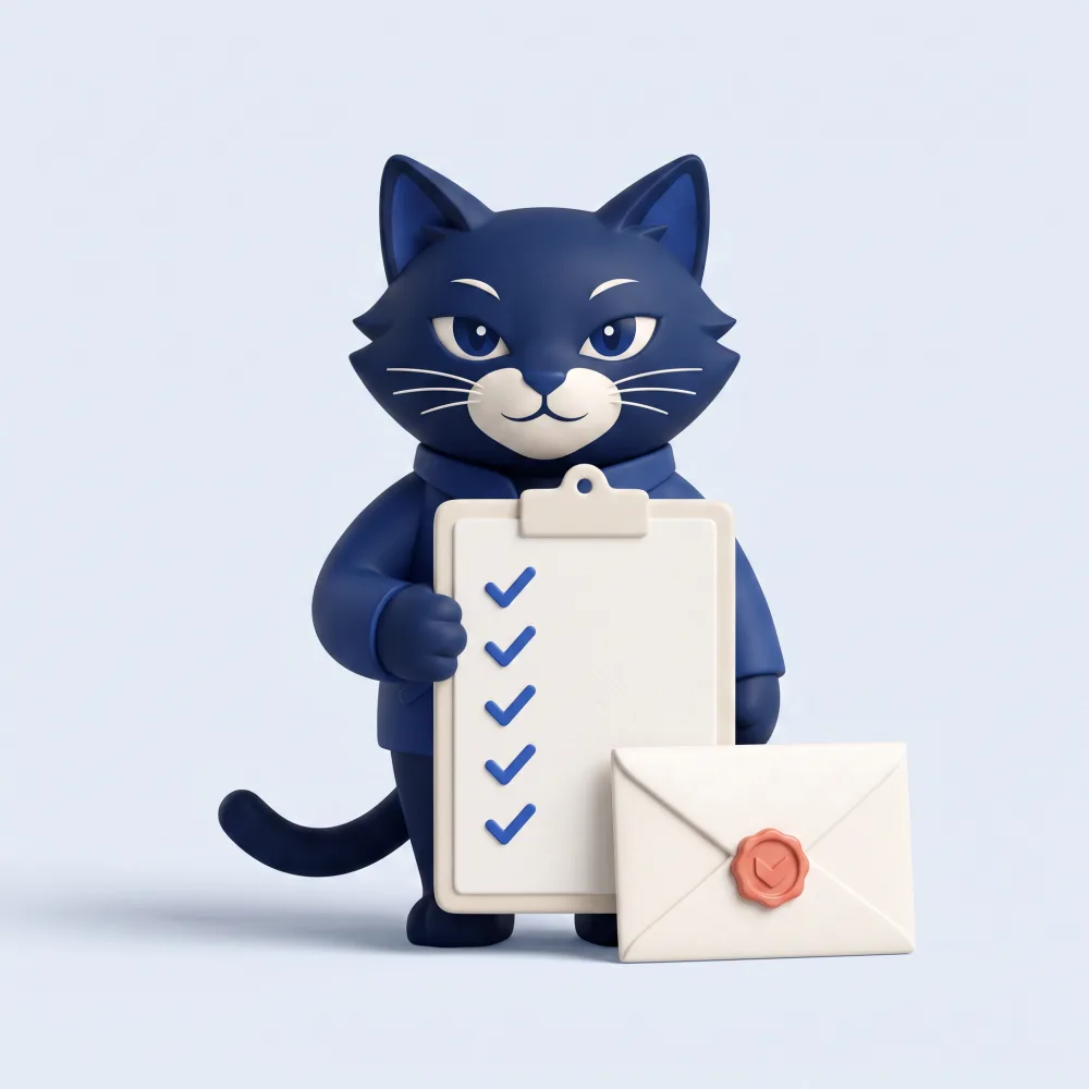 Synk courier cat with a five-check domain setup checklist